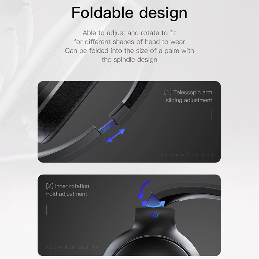 Baseus Encok D02 Pro (Foldable) Bluetooth 5.0 Wireless Headphones - Black